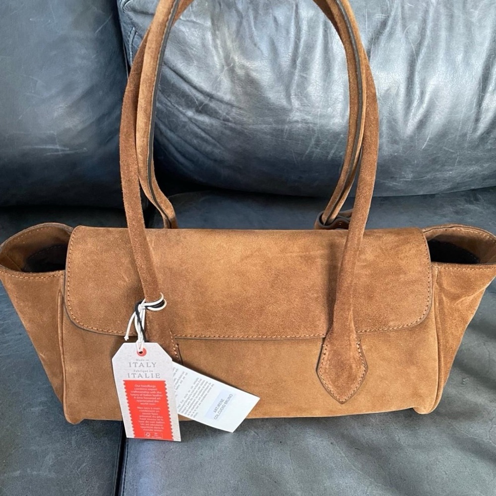 Chic Tan Suede Satchel